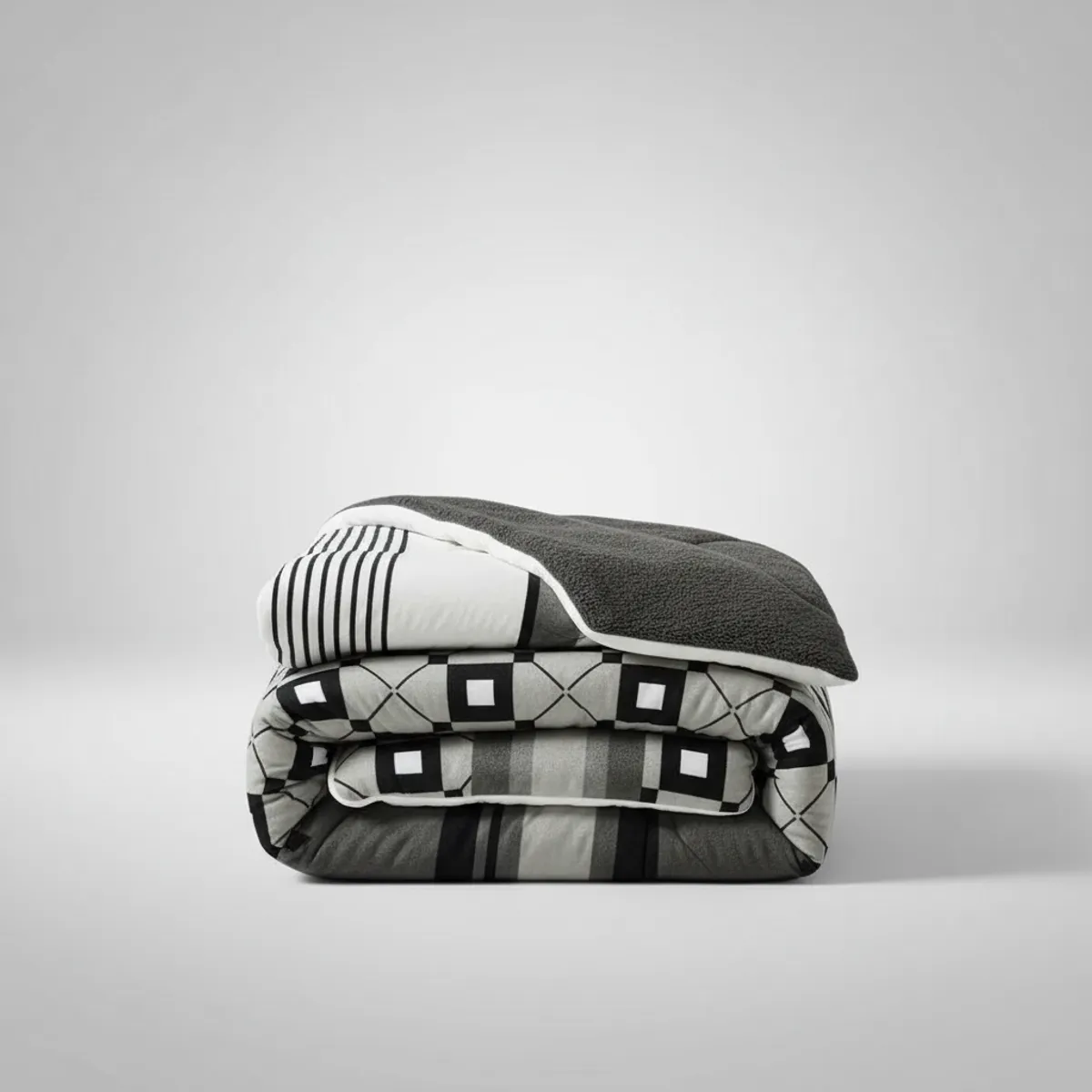 GENERICO - PLUMON CON CHIPORRO PLUSH DISEÑO GRIS GEOMETRIC 2 PLAZAS  TF