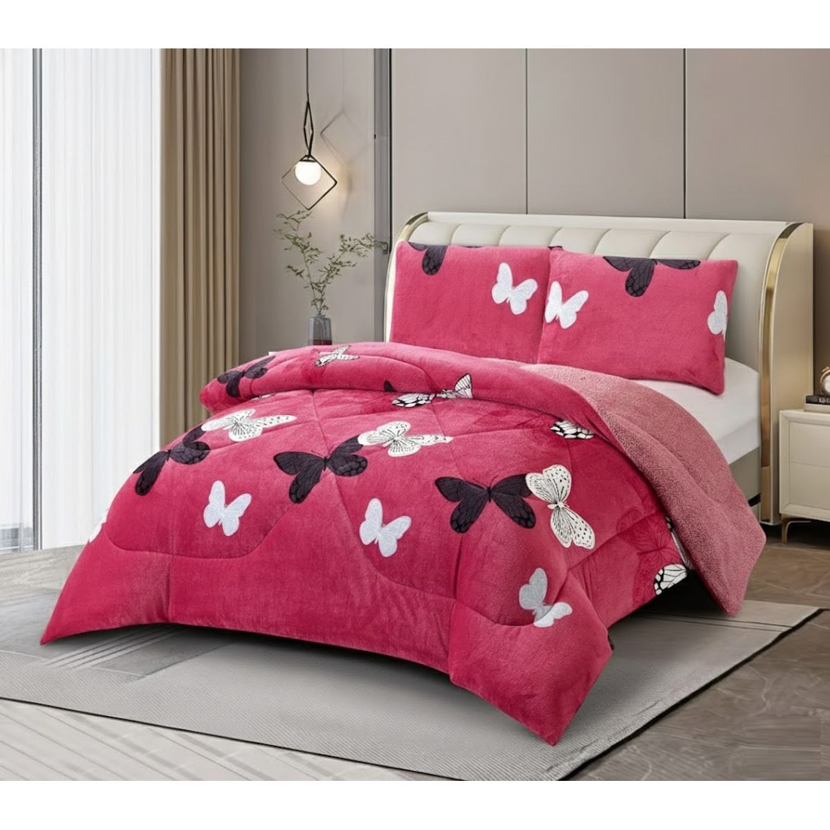 GENERICO - PLUMON CON CHIPORRO PLUSH DISEÑO MARIPOSAS ELEGANTE 2 PLAZAS  TF