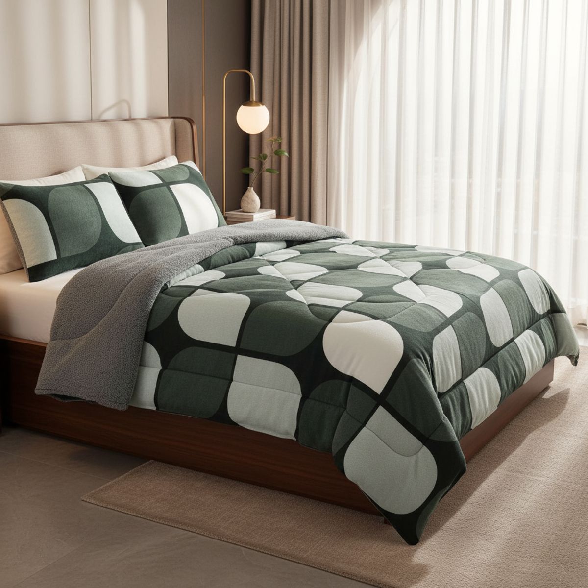GENERICO - PLUMON CON CHIPORRO PLUSH DISEÑO GEOMETRICO ELEGANTE 2 PLAZAS  TF