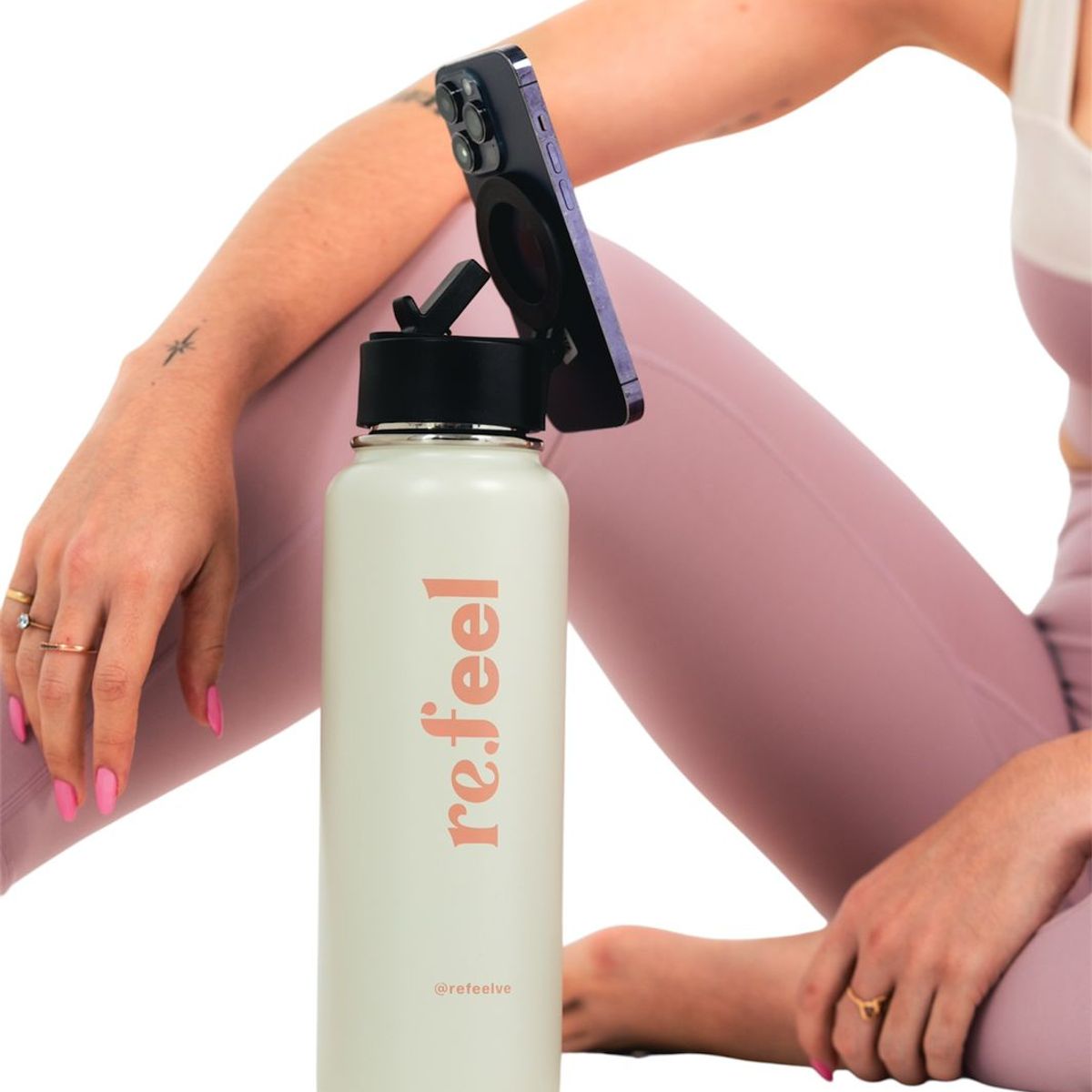 GENERICO - Botella Térmica Magsafe BEIGE - Tripode Refeel 1200ml - Gym