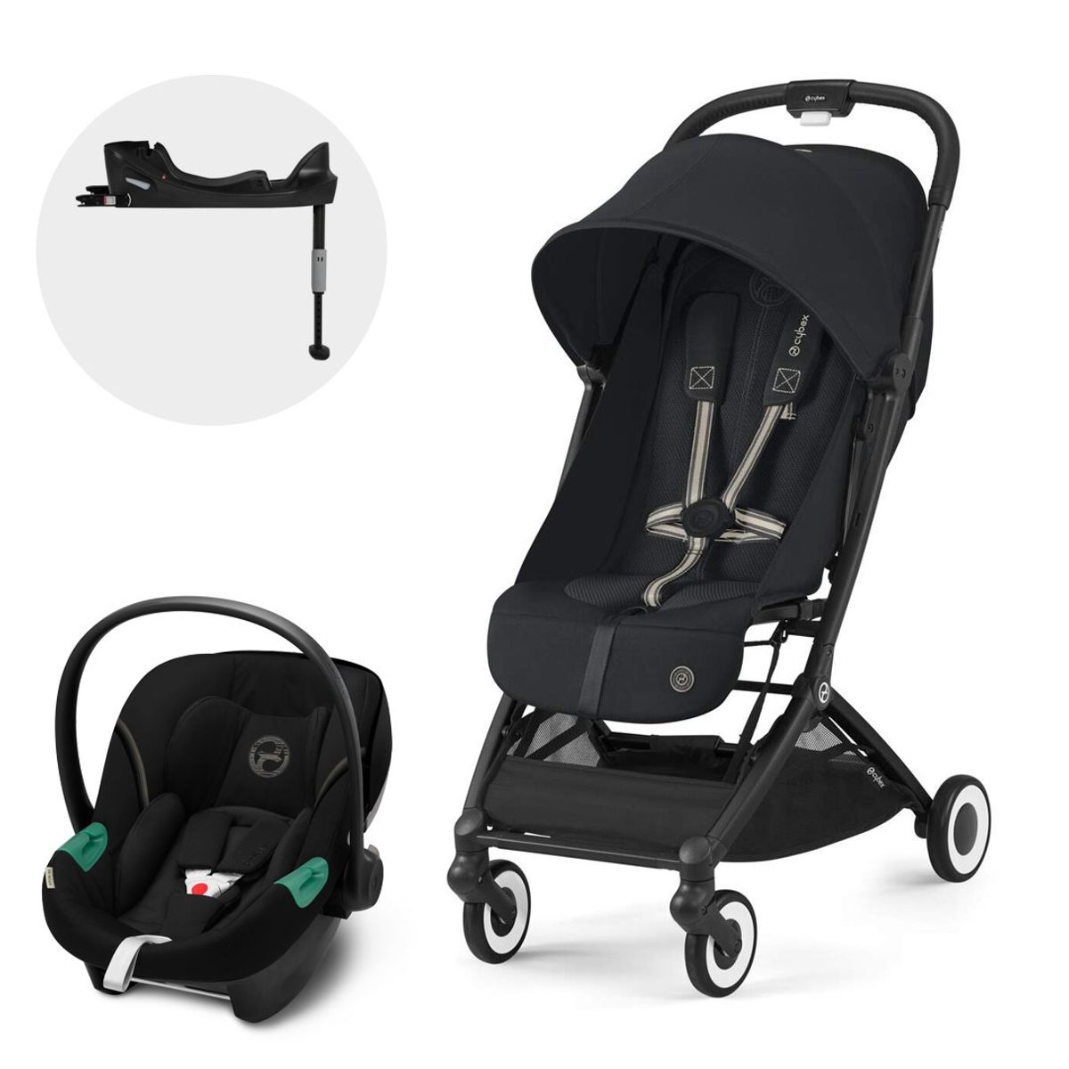 CYBEX - Coche Travel System Orfeo BLK Magic Black + Aton S2 + Base