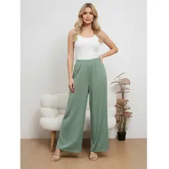 LIKE SHOP - Pantalón Playero Mujer Recto Calado Tipo Broderie Verano 6621