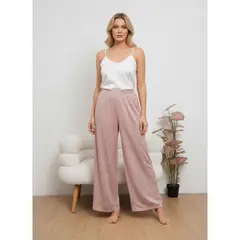LIKE SHOP - Pantalón Playero Mujer Recto Calado Tipo Broderie Verano 6621