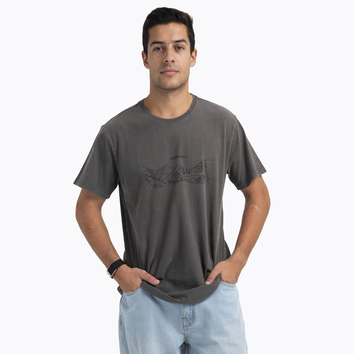 MERRELL - Polera Manga Corta Hombre Edeus Gris Oscuro MERRELL