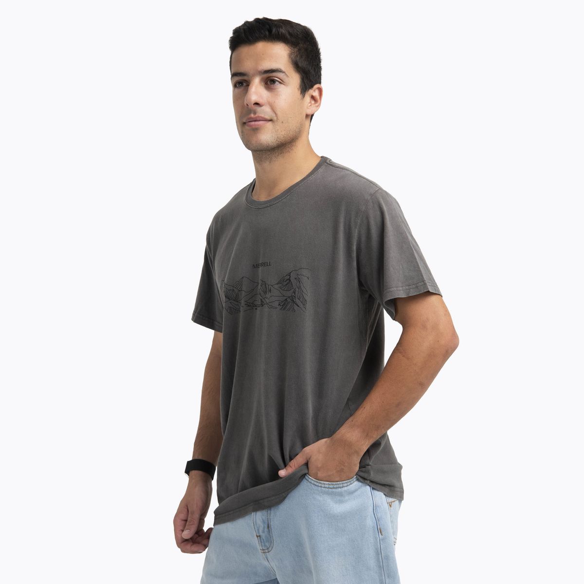 MERRELL - Polera Manga Corta Hombre Edeus Gris Oscuro MERRELL