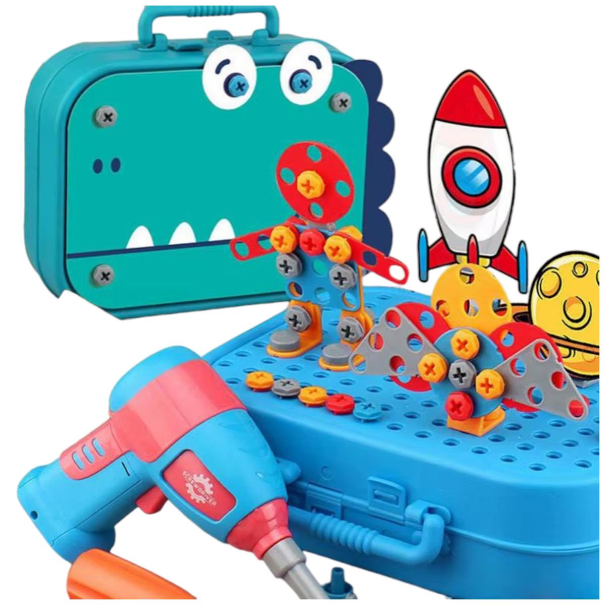 DINO - JUGUETE EDUCATIVO MALETA DE CONSTRUCCION INFANTL DINOSAURIOS