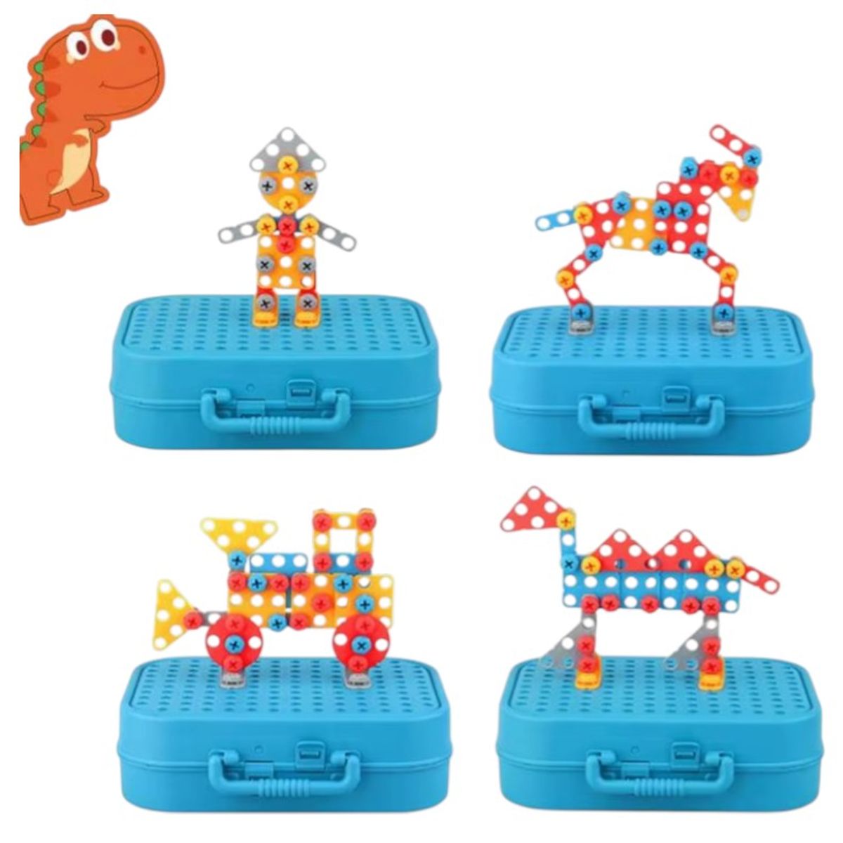 DINO - JUGUETE EDUCATIVO MALETA DE CONSTRUCCION INFANTL DINOSAURIOS