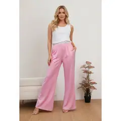 LIKE SHOP - Pantalón Playero Mujer Flare Calado Tipo Broderie Verano 6625