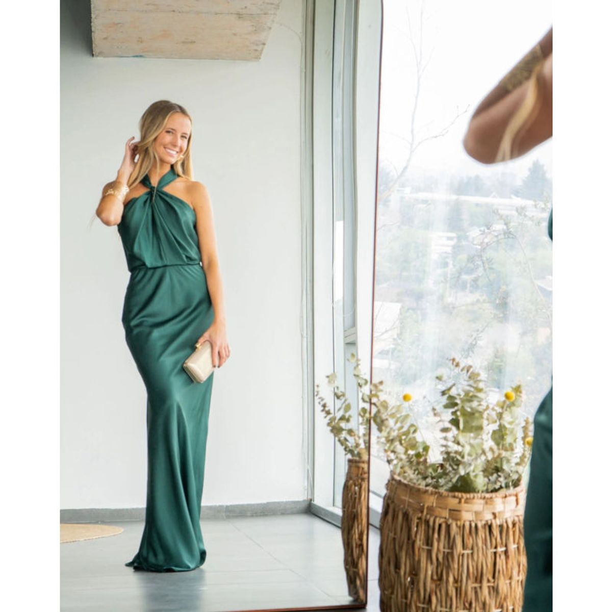 MI PLACARD - Vestido Largo de Fiesta Sofía Halter Verde Oscuro