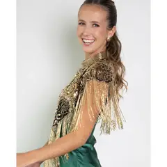 MI PLACARD - Capa Bordada de Mostacilla Marala DoradoNegro