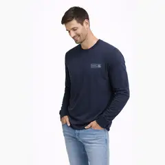 GANGSTER - Polera ML Field Azul Marino