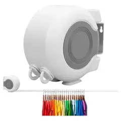 GENERICO - Tendedero Retráctil Colgador Ropa Pared Doble Lineal Cuerda Blanco