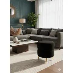 MUEBLES NEW - PUFF REDONDO ORBIT NEGRO