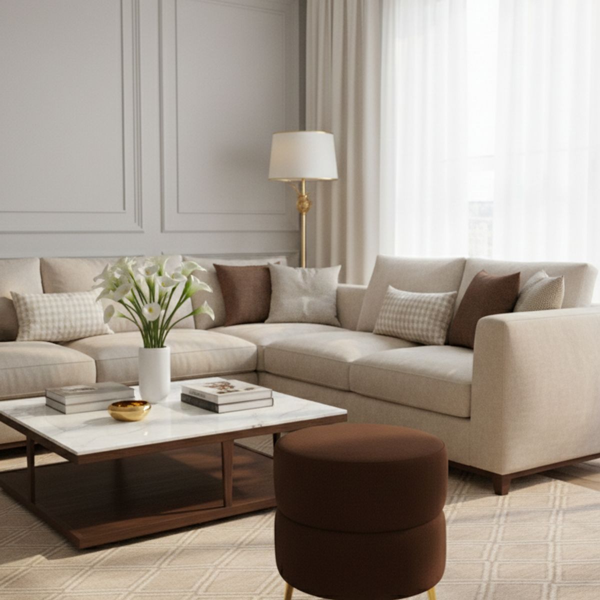 MUEBLES NEW - PUFF REDONDO ORBIT CHOCOLATE