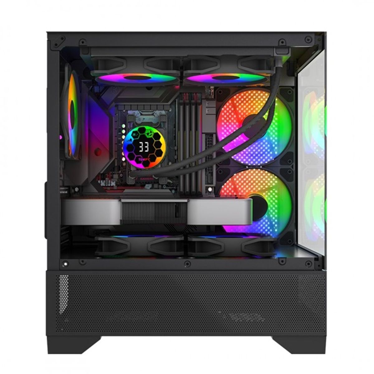GENERICO - Gabinete Airflow 10D10 - mATX - Incluye 3 Ventiladores RGB