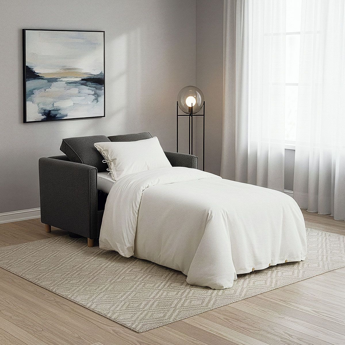 ROSEN - Sofá Cama Lido 1,5 Cuerpos Tela Gris