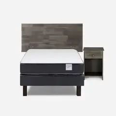 ROSEN - Cama Europea Wave 1 Plaza 90x190 cm + Muebles Tabor Grafito