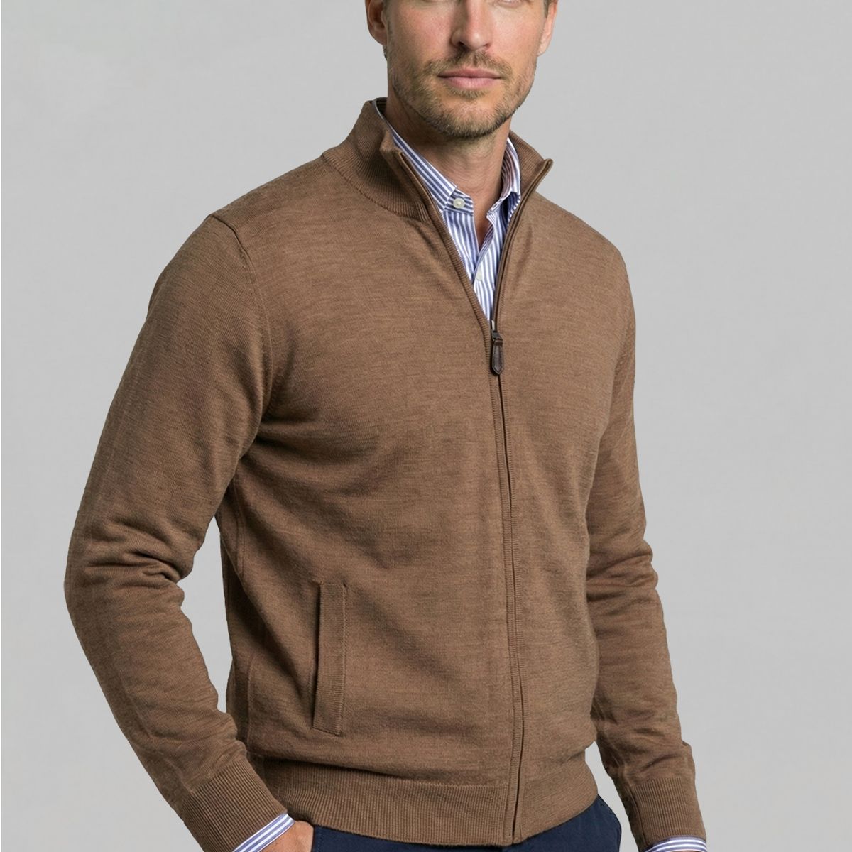 NEW MAN - Sweater Cannes Camel Melange New Man