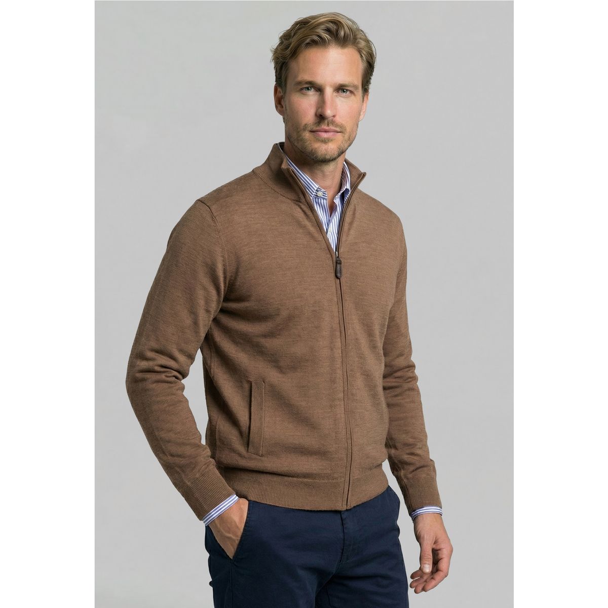 NEW MAN - Sweater Cannes Camel Melange New Man