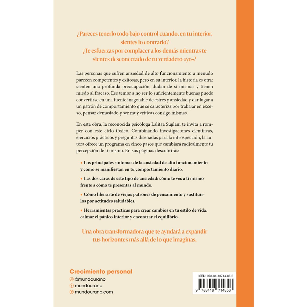 EDICIONES URANO - Libro La Ansiedad De Alto Funcionamiento