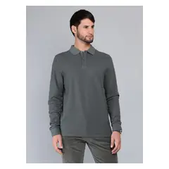 ARROW - Polera Pique Stone Wash Regular Fit Gris Oscuro