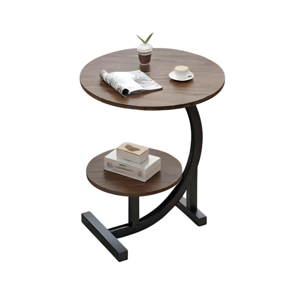 GENERICO - Mesa De Centro Auxiliar Decorativa Living Decorativa Doble Marrón