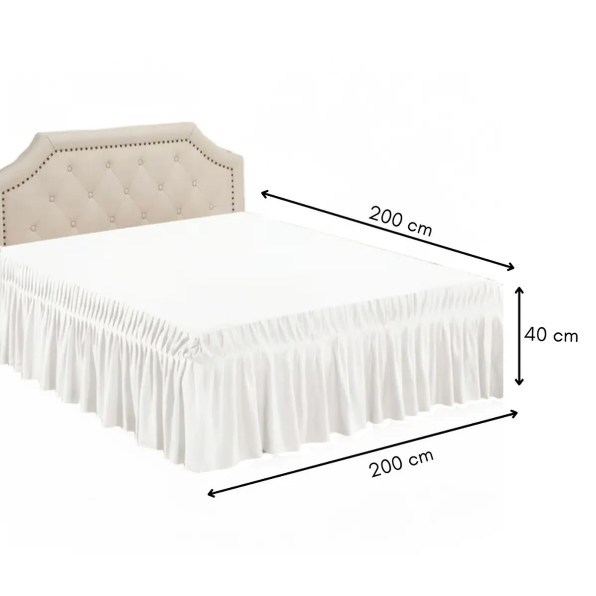 GENERICO - Faldón Super King Para Cama Elasticados 200x200cm - Blanco - Super King
