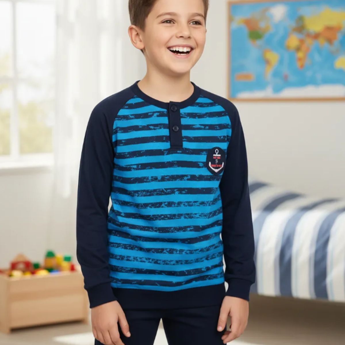 BAZIANO - Pijama Largo Algodón Niño Ocean