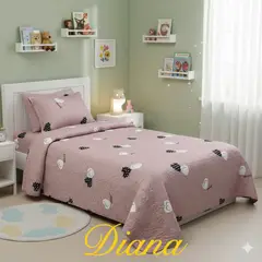 GENERICO - CUBRECAMA QUILT DE VERANO DELGADO DISEÑO INFANTIL ROSA CORAZONES 1.5 PLAZA 100% ALGODON_.