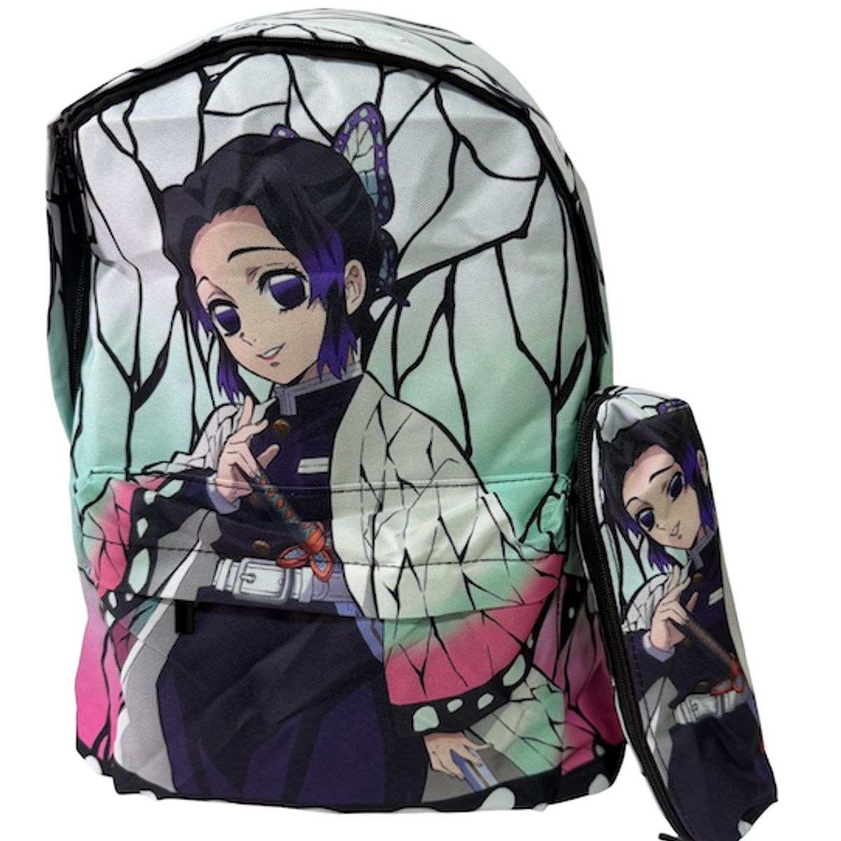 GENERICO - Mochila Shinobu + Estuche Kimetsu No Yaiba 38x13x33cm