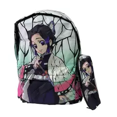 GENERICO - Mochila Shinobu + Estuche Kimetsu No Yaiba 38x13x33cm
