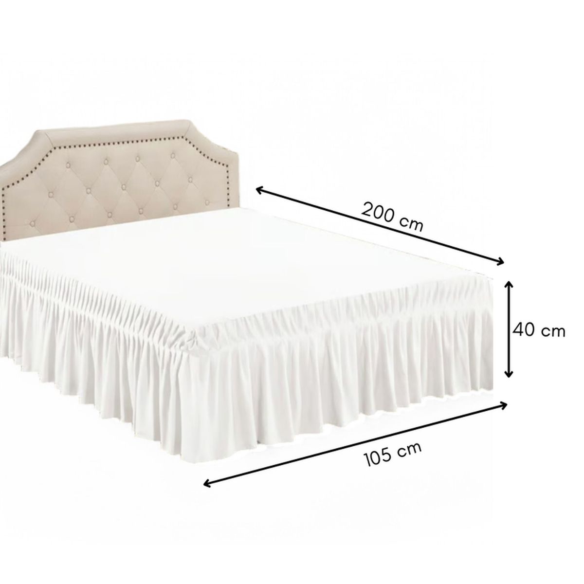 GENERICO - Faldón Para Cama 1.5 Plazas Elasticados Unicolor Poliéster - Rosa - 1,5 Plazas