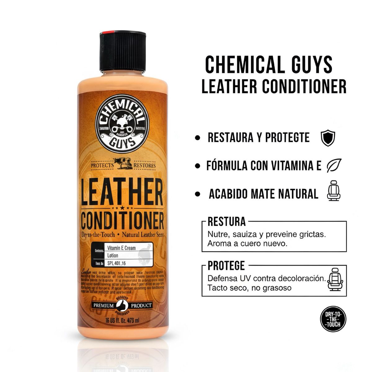 CHEMICAL GUYS - Acondicionador Limpiador Chemical Guys Cuero mas Cepillo Kit