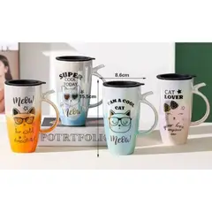 GENERICO - TAZA DE CERÁMICA CON TAPA 550ML