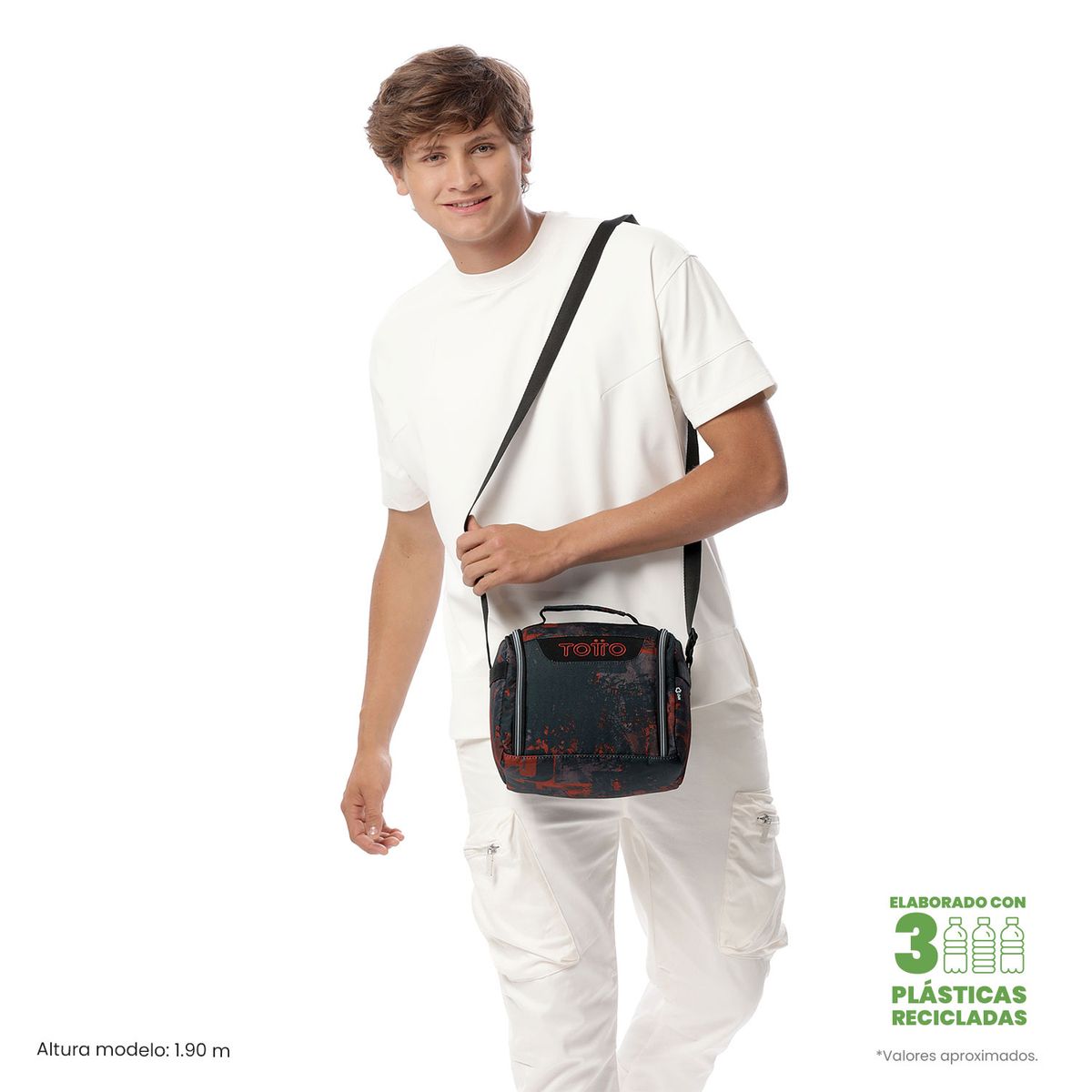 TOTTO - Lonchera Térmica para Hombre Resaltador Grande Negra