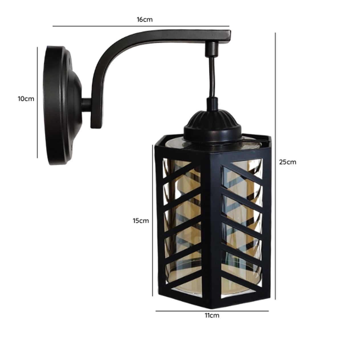 WANT - APLIQUE MODERNO HIERRO Y VIDRIO PORTA AMPOLLETA E27