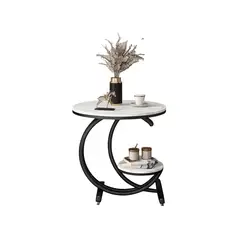 GENERICO - Mesa De Centro Auxiliar Decorativa Living Decorativa Doble Blanco Mármol