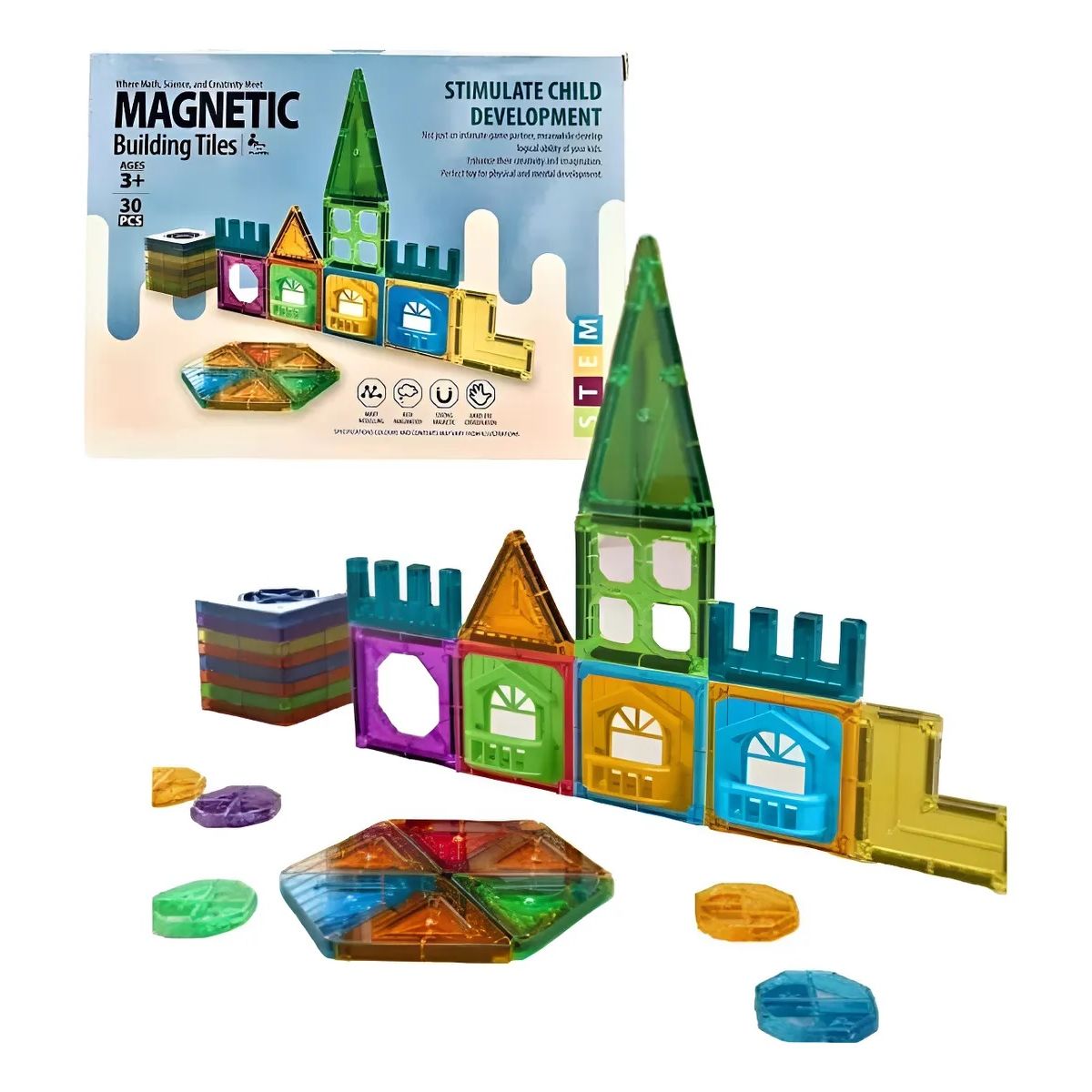 GENERICO - Juego Bloques Magnéticos Construcción Square 30 Piezas