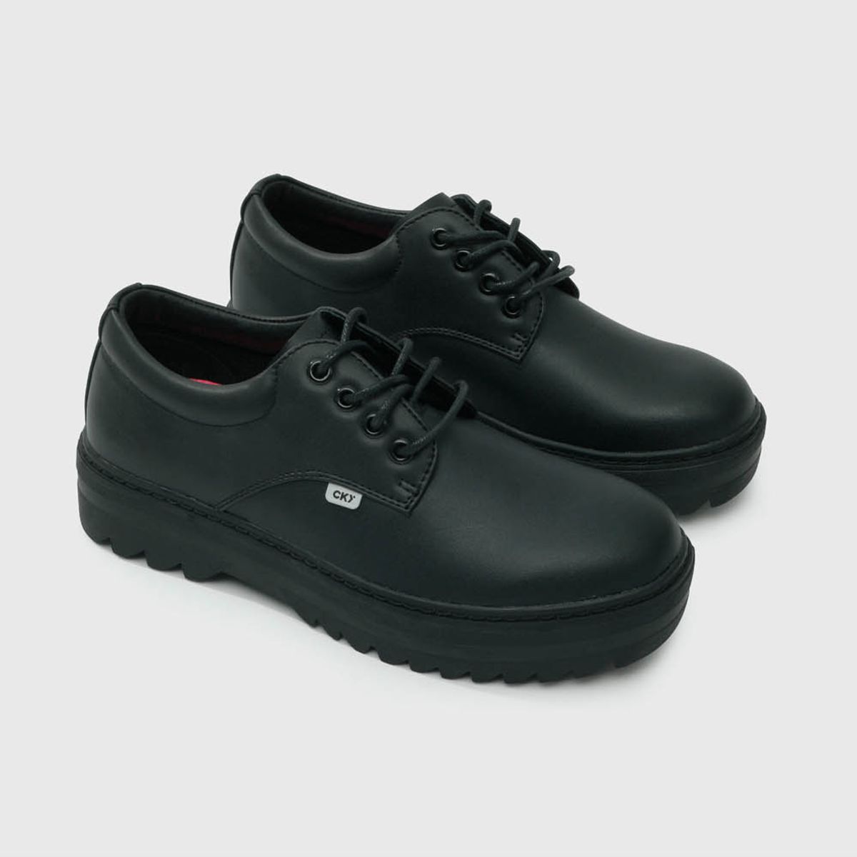 COLLOKY - Zapato Escolar Plataforma Negro Resistente con Cierre Elástico