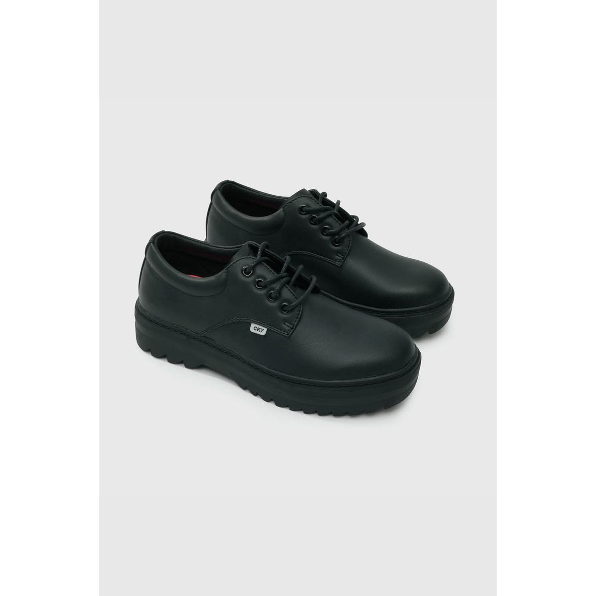 COLLOKY - Zapato Escolar Plataforma Negro Resistente con Cierre Elástico
