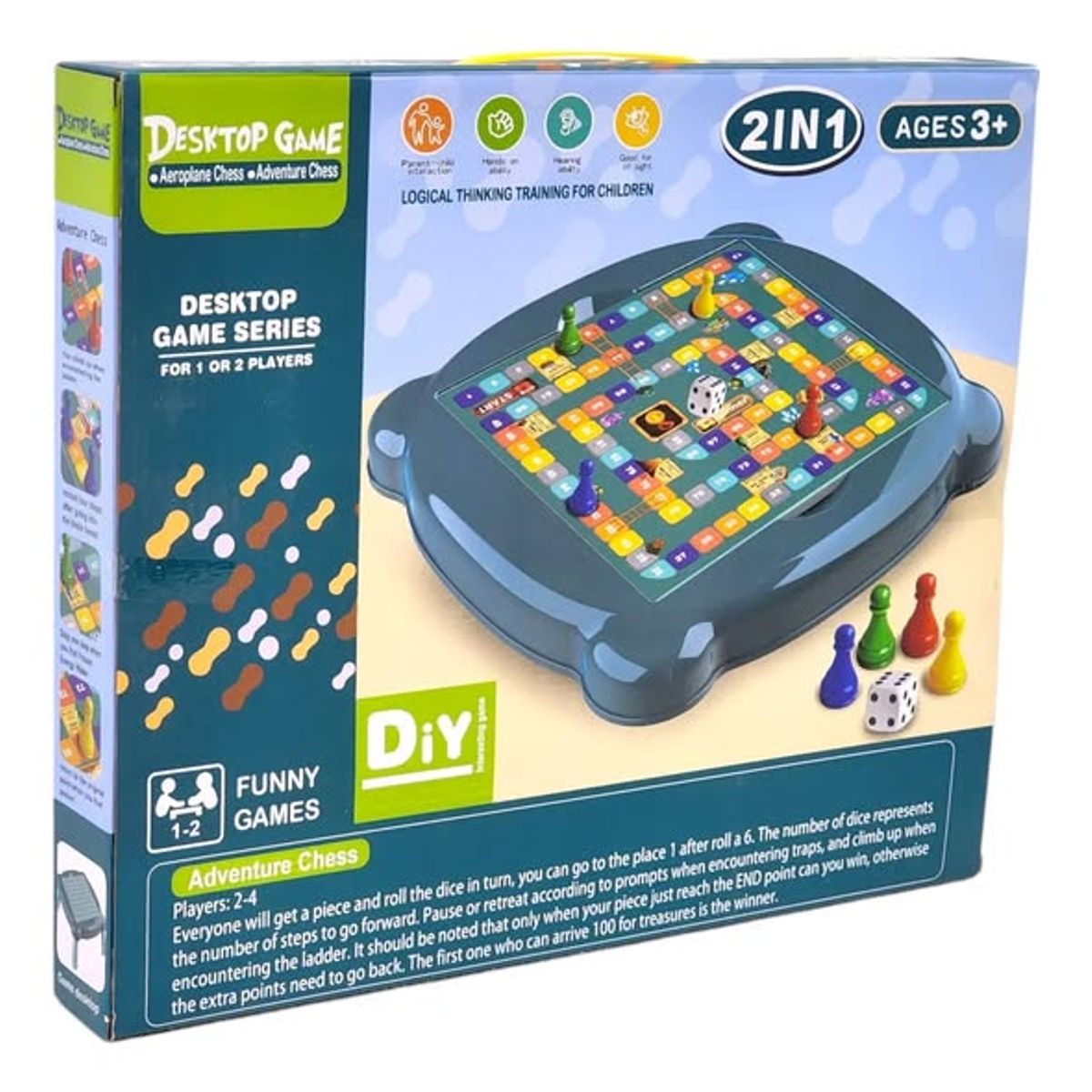 GENERICO - Mesa de juego 2 en 1 ludo y parchís + accesorios