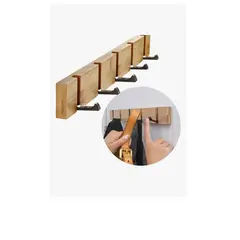 GENERICO - Perchero Pared Madera Colgador 5 Ganchos