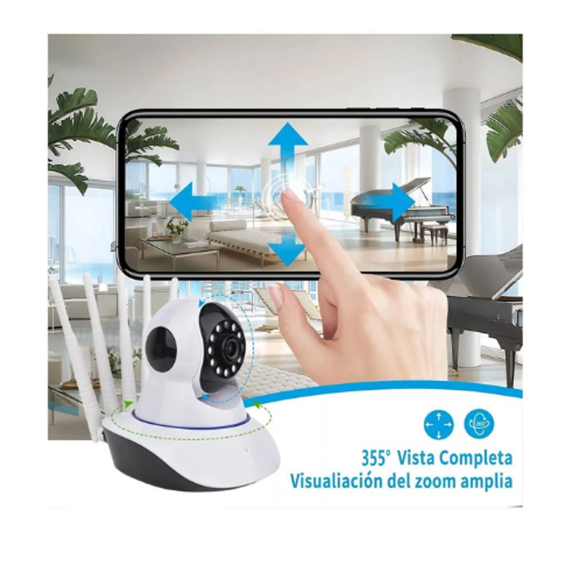 MOVI - Cámara Wifi Ip 5 Antenas Vision Nocturna - Tranquilidad Total las 24 Horas