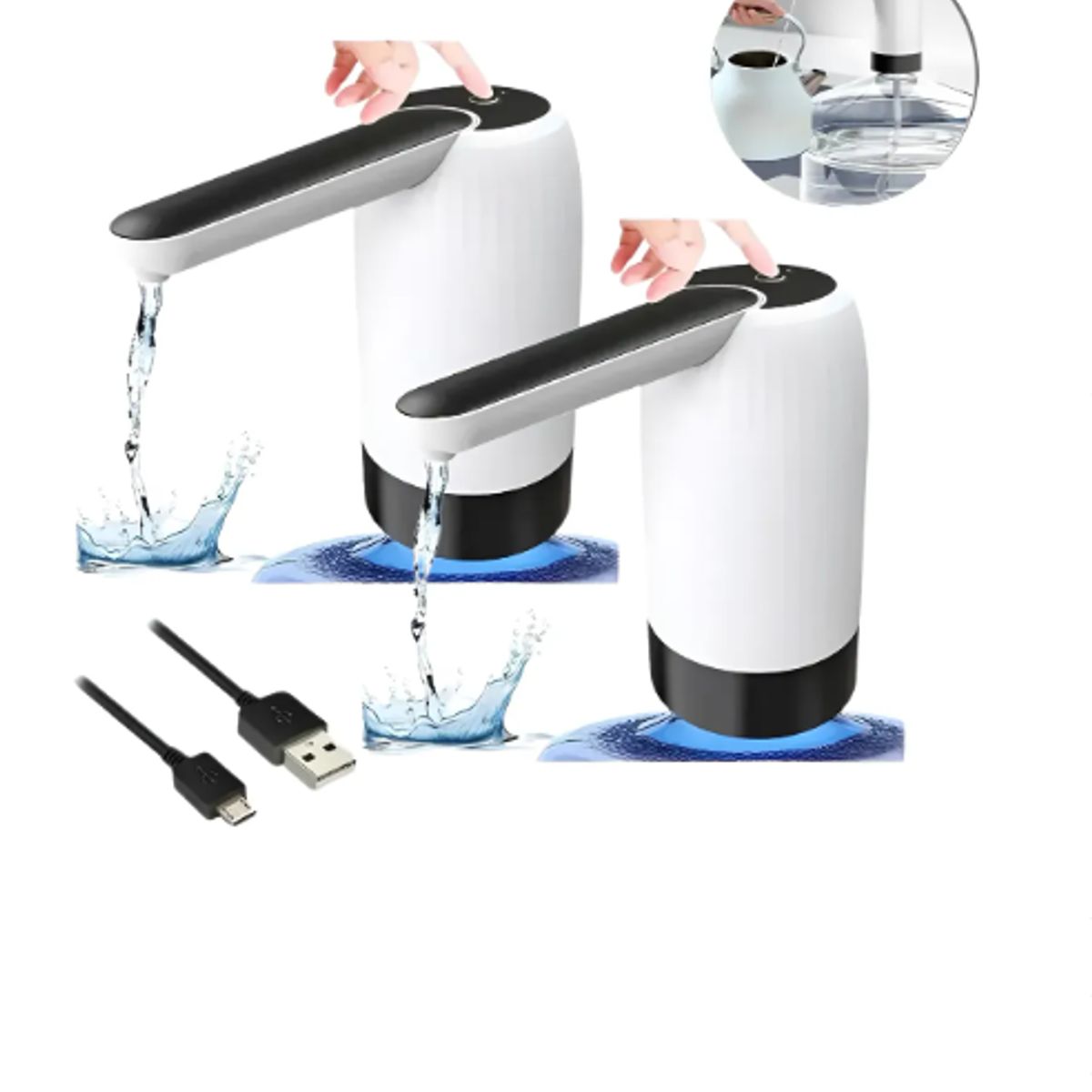 GENERICO - Pack 2 Dispensadores De Agua Eléctricos Recargables Usb