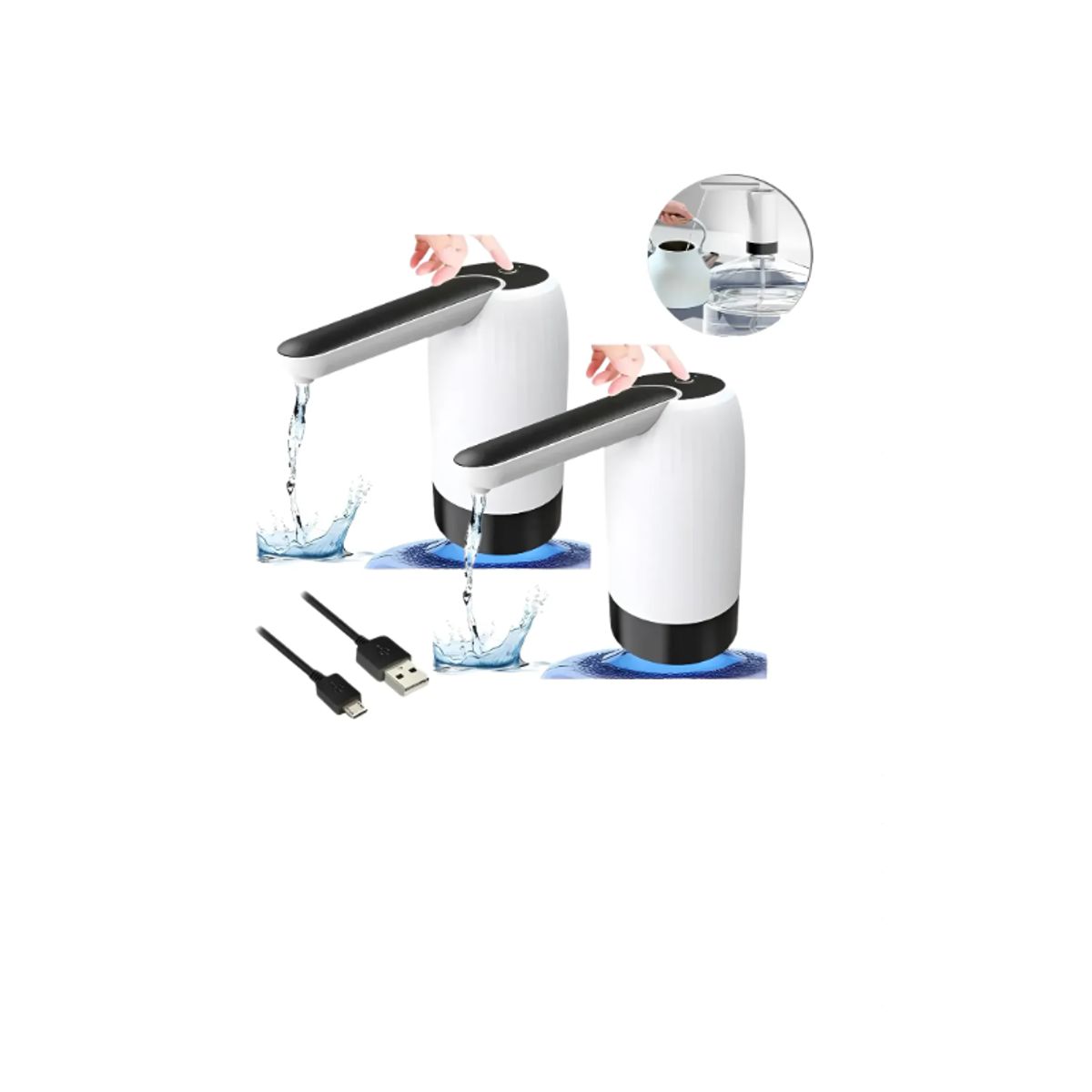 GENERICO - Pack 2 Dispensadores De Agua Eléctricos Recargables Usb