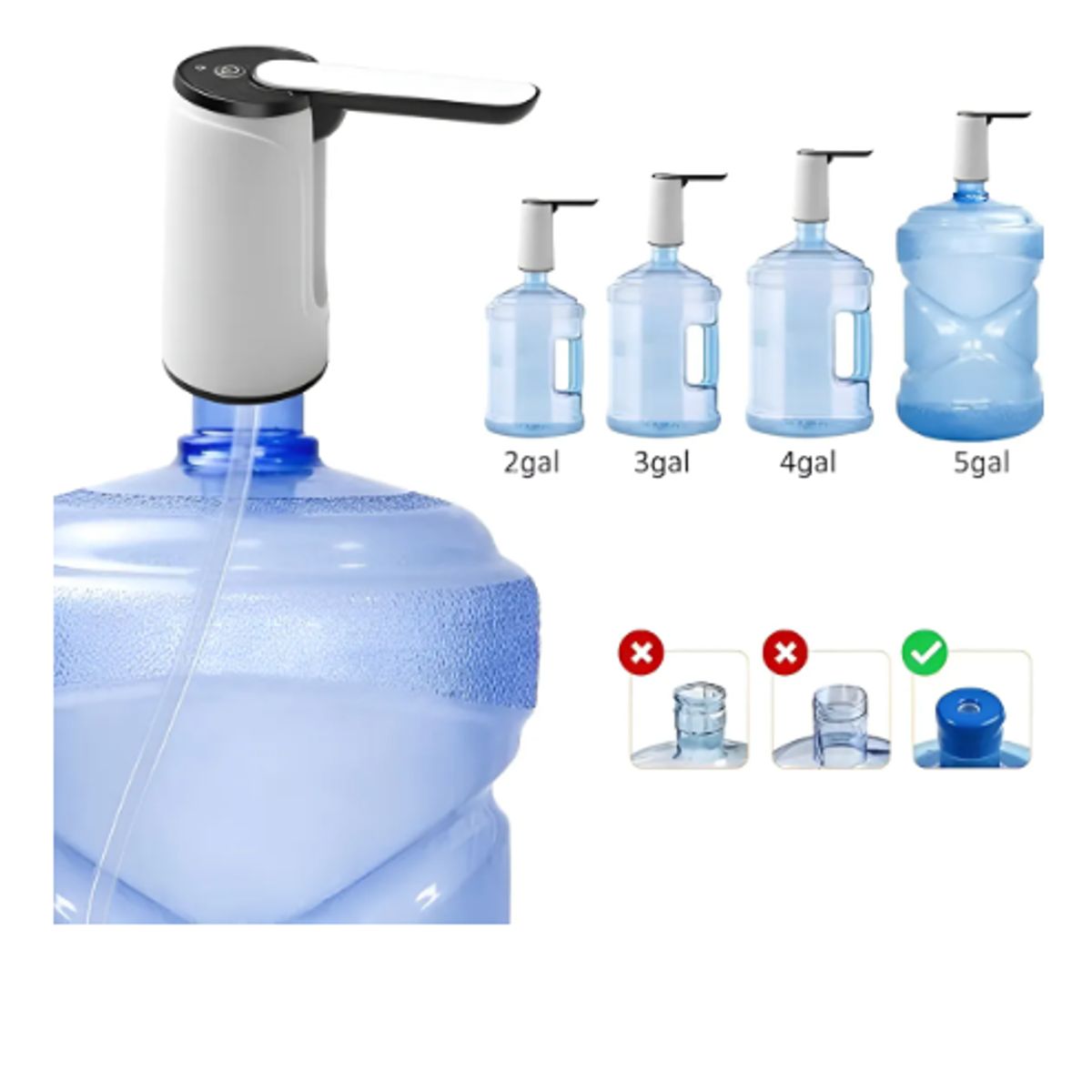 GENERICO - Pack 2 Dispensadores De Agua Eléctricos Recargables Usb