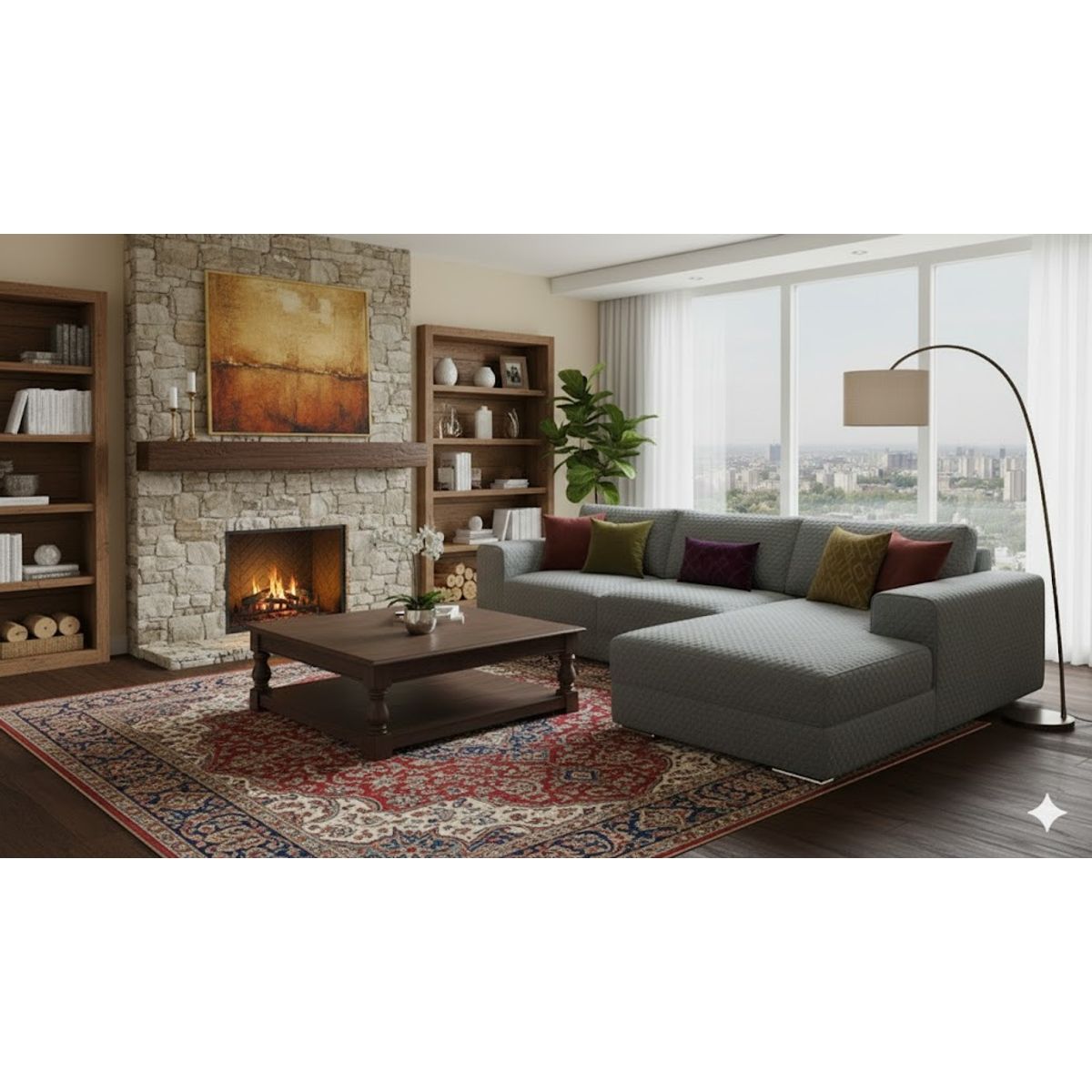 GENERICO - FUNDA ELASTIZADA PARA SILLON TIPO L DISEÑO GRIS CIRCULOS 2 PIEZA 3 + 2 CUERPO