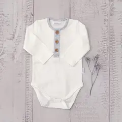 WAWA BABY DESIGN - Body Pau Gris Bautizo Niño Algodón Pima Bebé