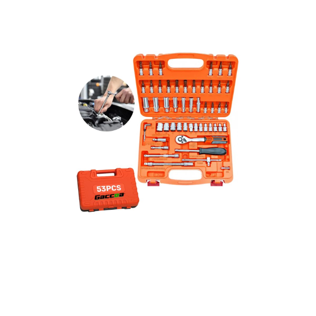 GENERICO - Set Juego Herramientas  Caja Dados 1/4 Chicharra  53 Piezas