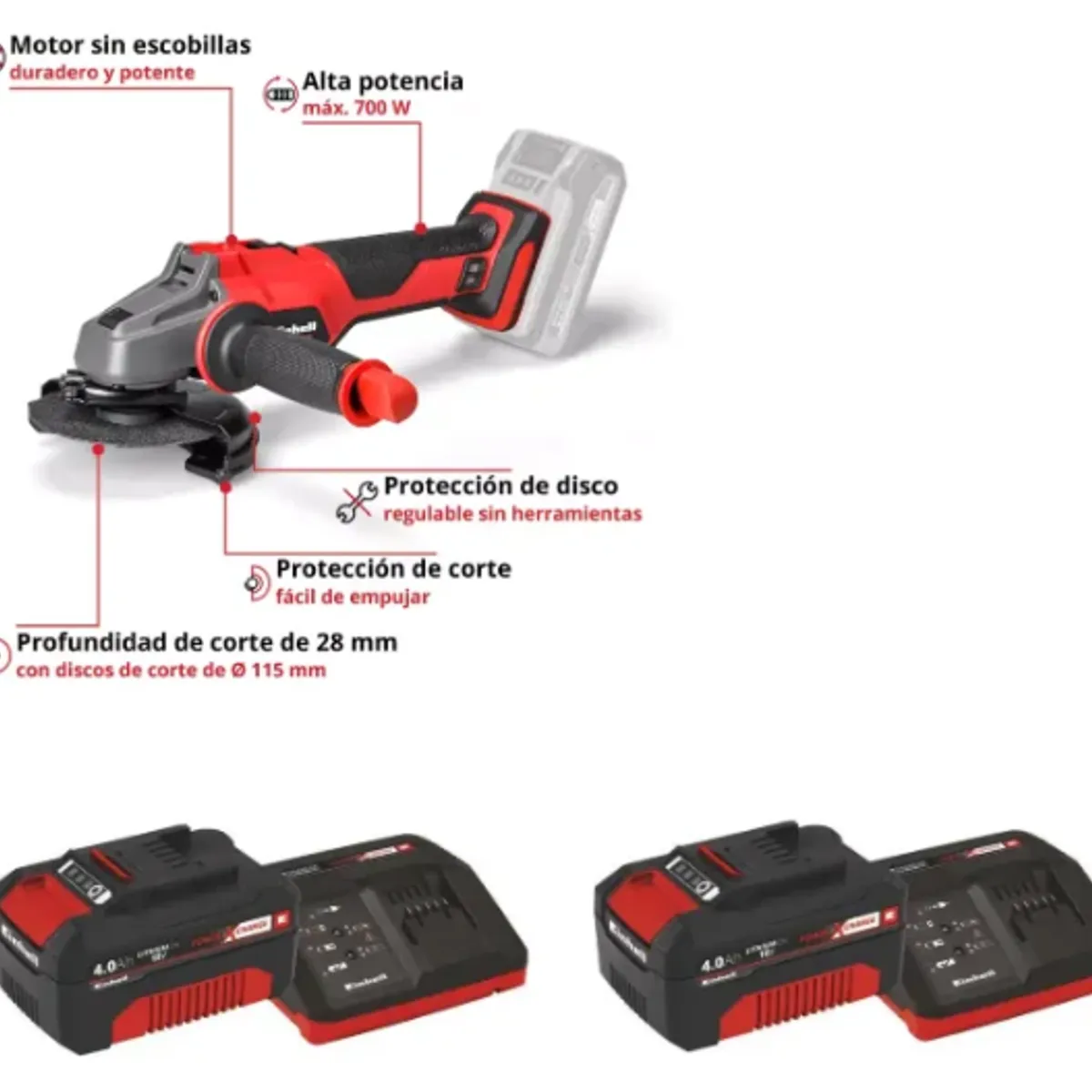 B+D - Kit Einhell Esmeril Axxio 18115 +2 Bat 4.0ah +2 Carg+e-case